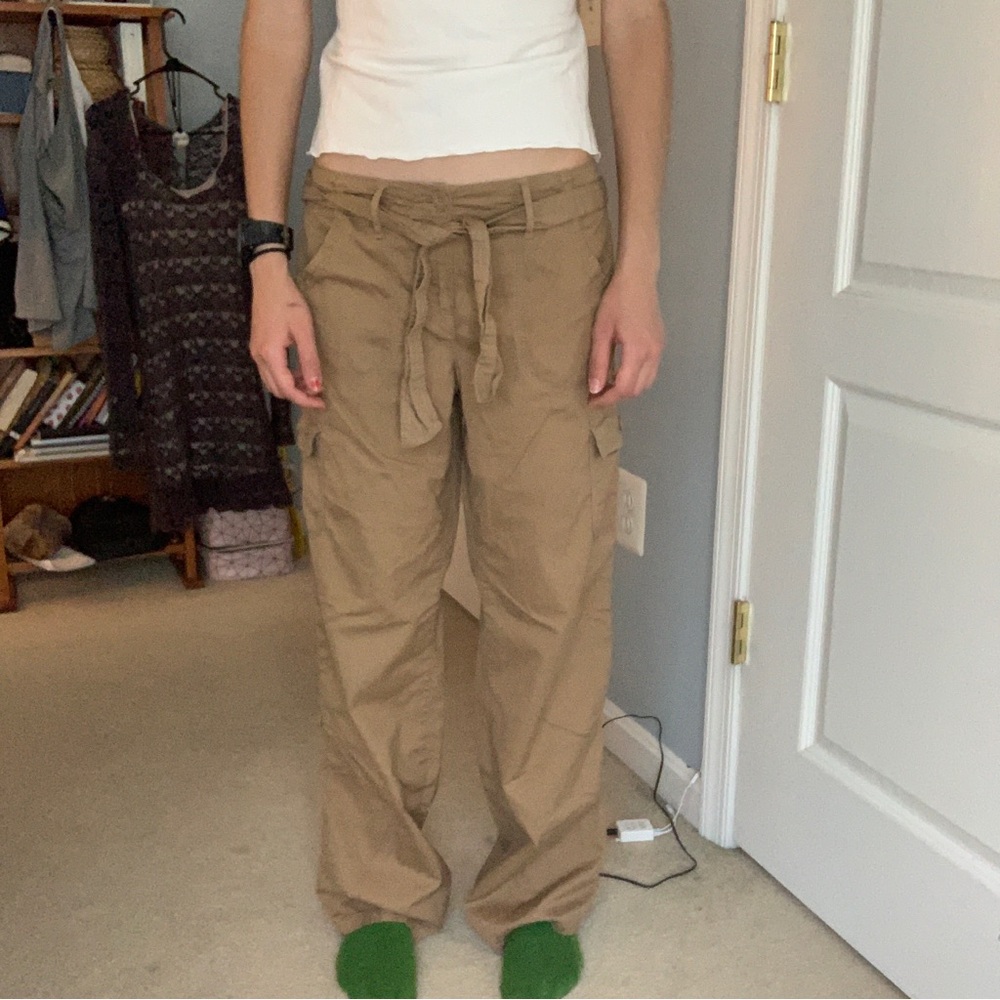 gorpcore grunge tan cargo pants with matching belt